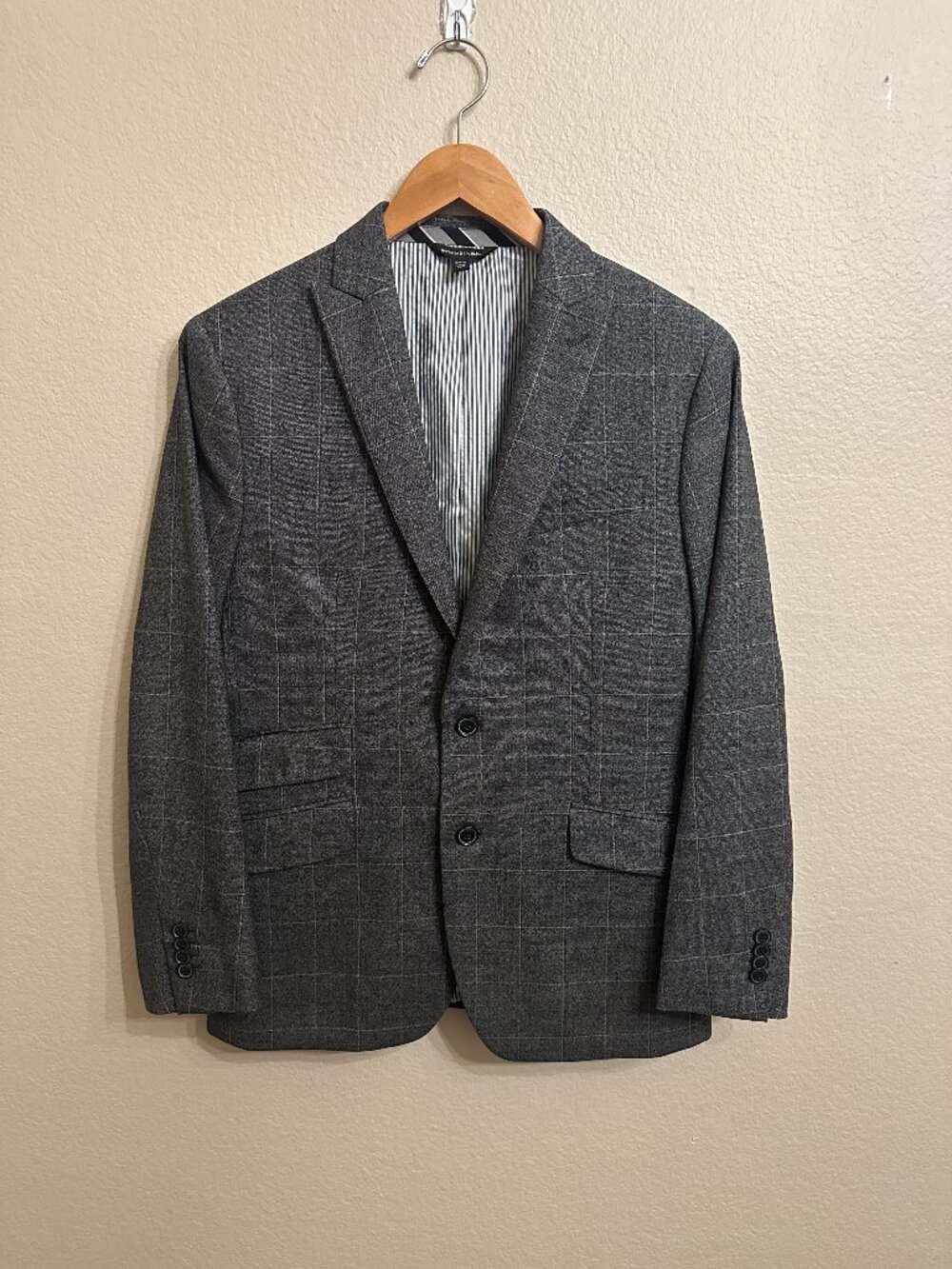 Banana Republic Slim Fit Gray Windowpane Marzotto Italian Wool Sport Coat - Picture 2 of 8
